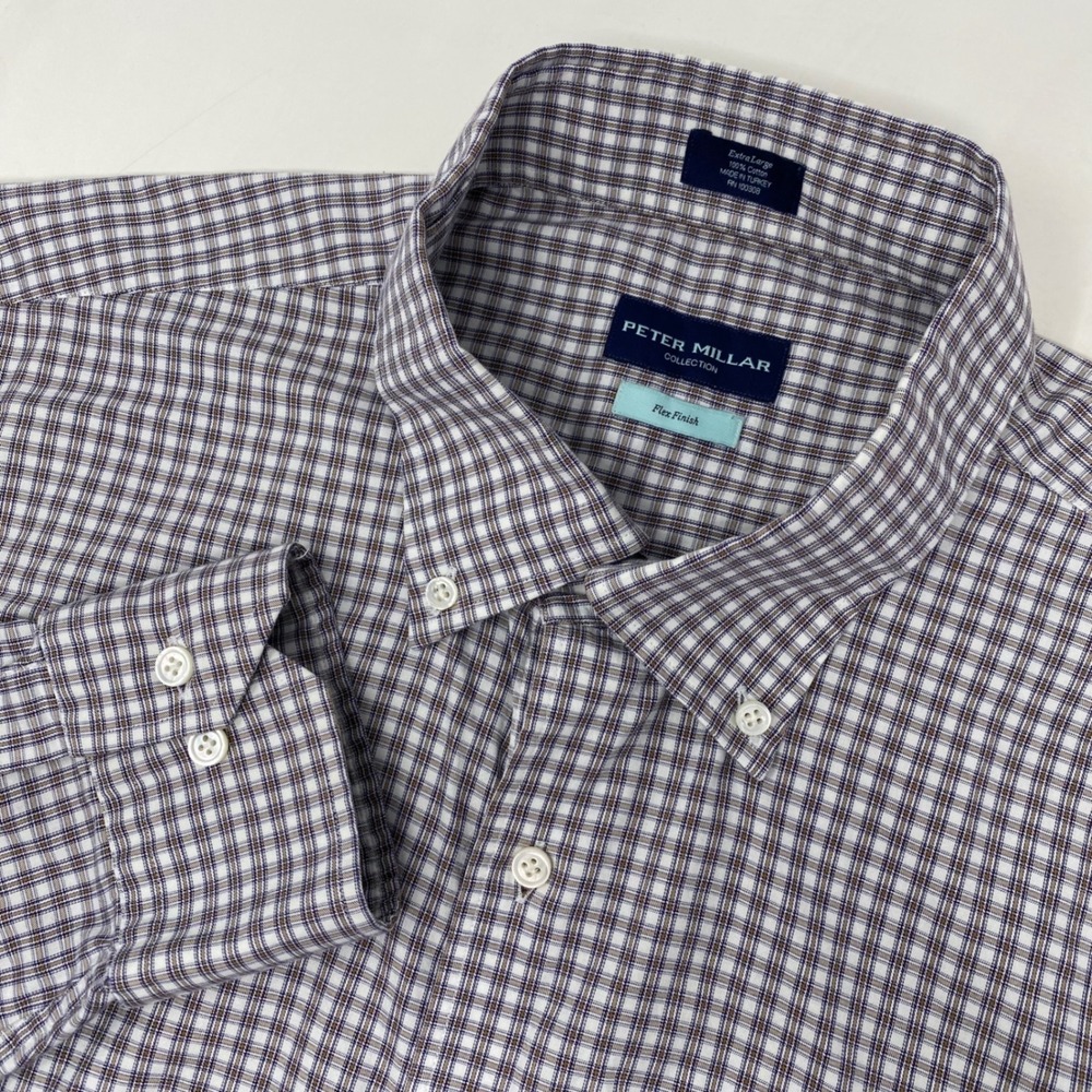 Peter Millar Collection Button Down Shirt Flex Finish Plaid Extra Large